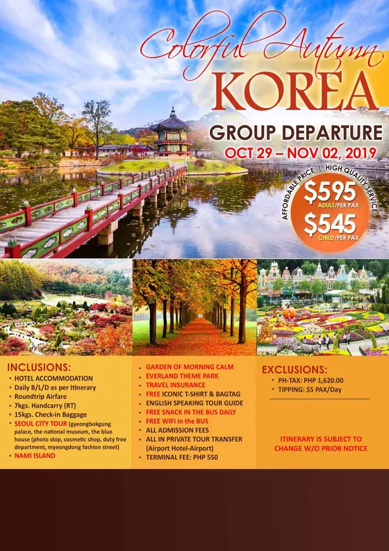 Poster: Korea autumn group departure, 2019